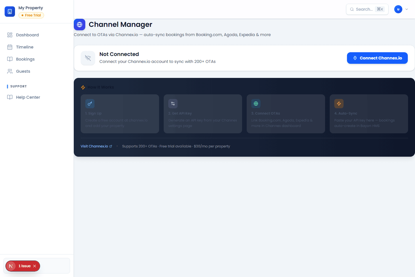 Bayon HMS channel manager screen using synthetic local data